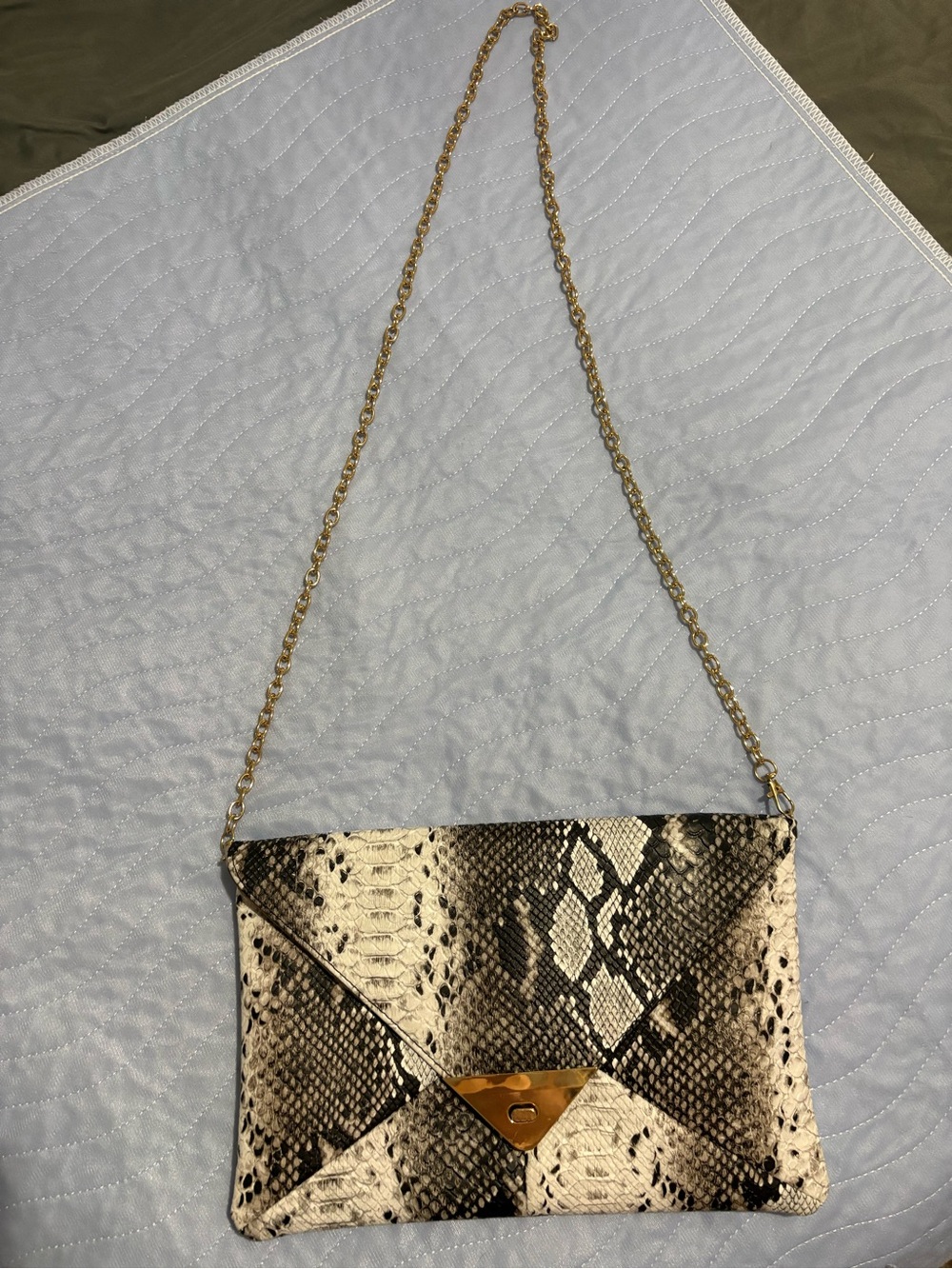 Snake-Skin Black & White Envelope Clutch
